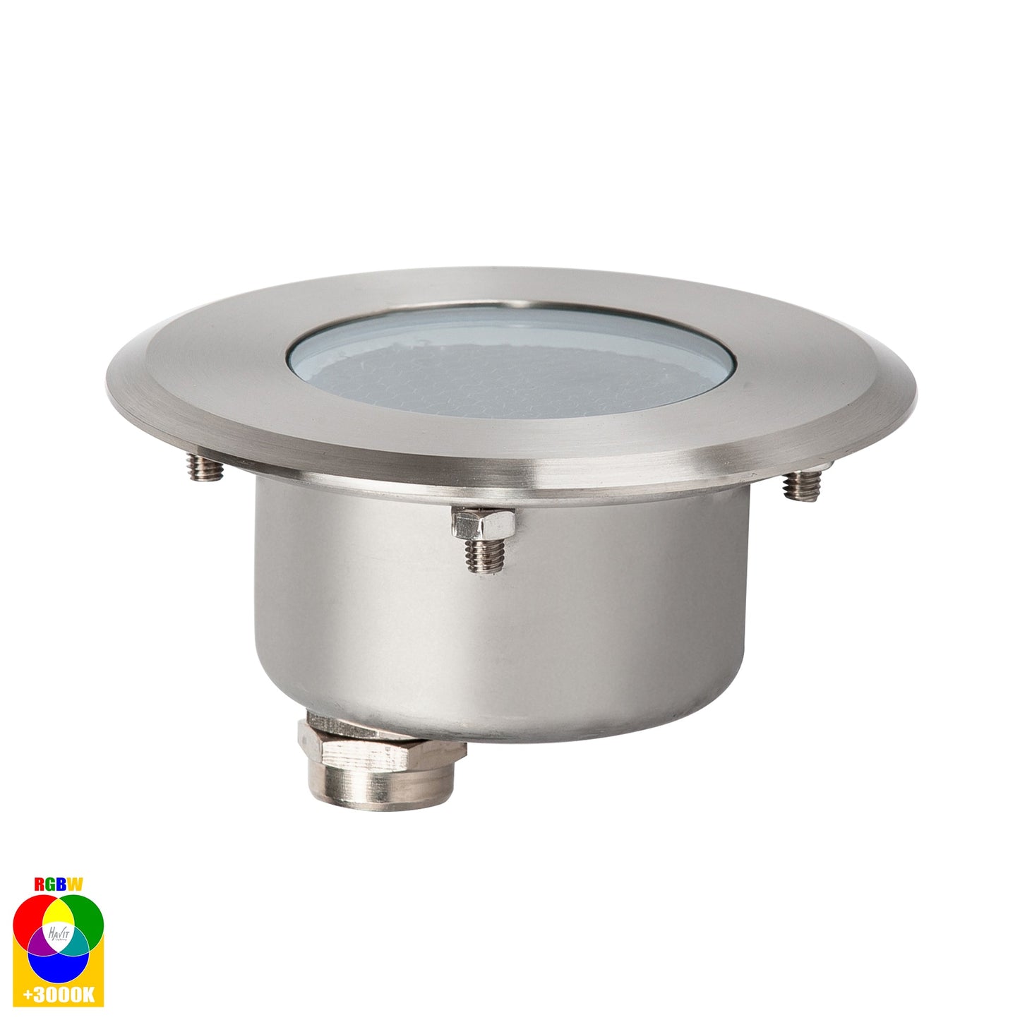 In-Ground Uplighter Round, 100mm Face, 316 Stainless Steel HV1841rgbw