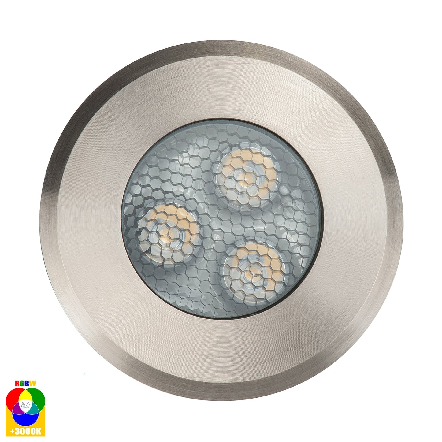 In-Ground Uplighter Round, 100mm Face, 316 Stainless Steel HV1841rgbw