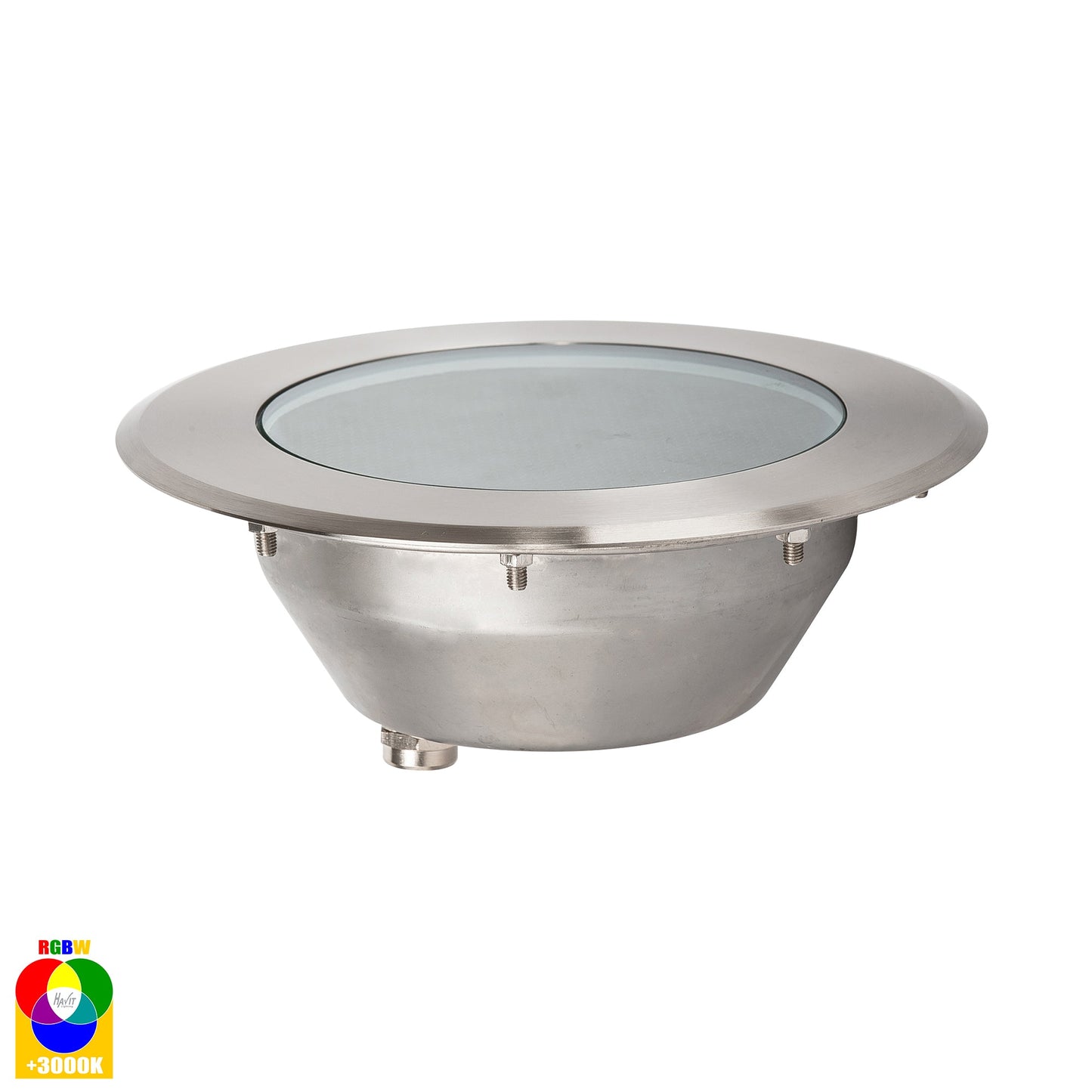 In-Ground Uplighter Round, 210mm Face, 316 Stainless Steel  HV1843rgbw