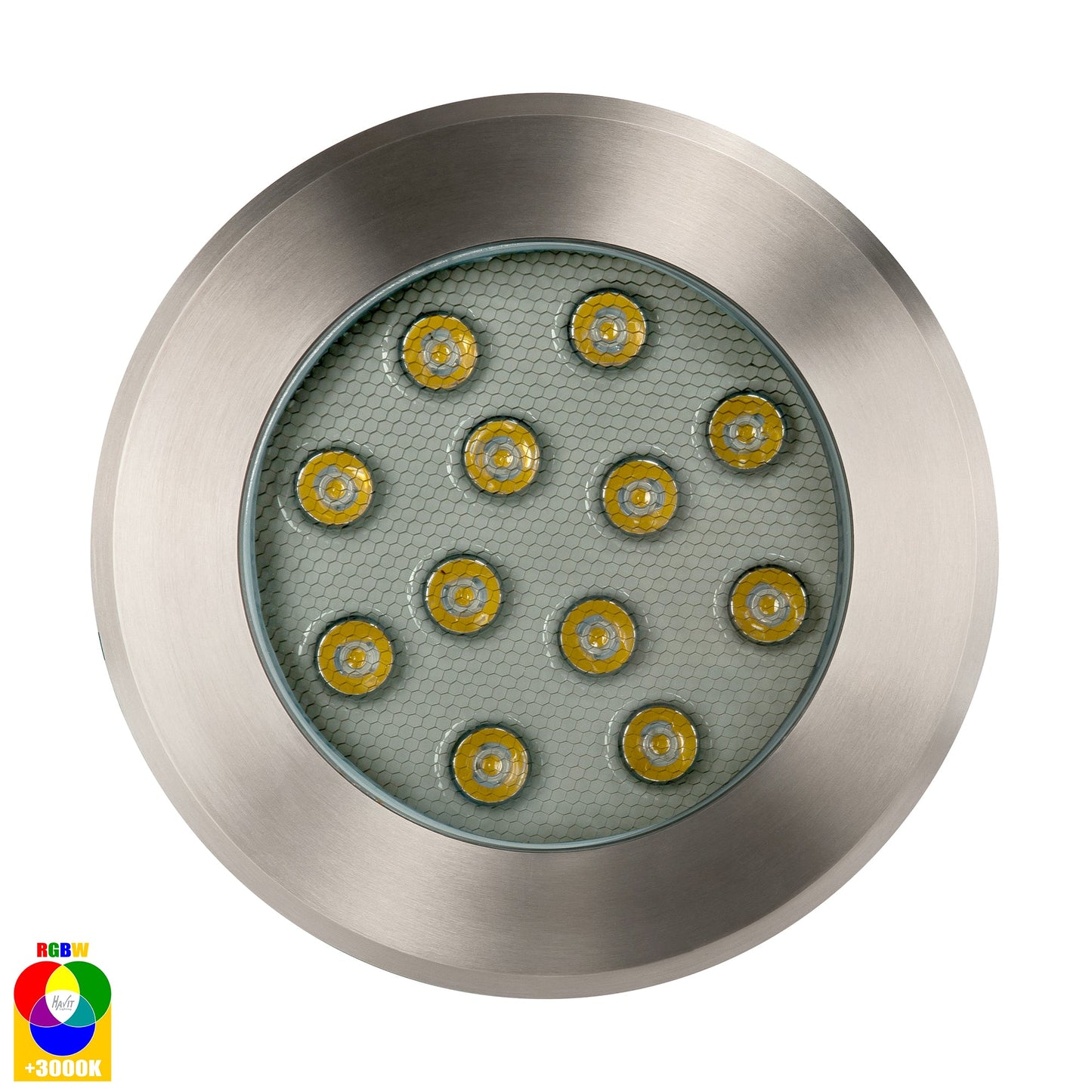 In-Ground Uplighter Round, 210mm Face, 316 Stainless Steel HV1843rgbw