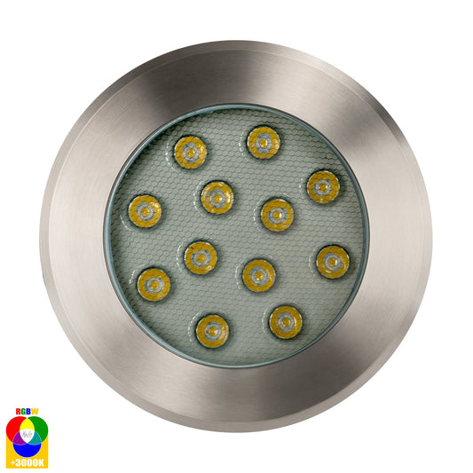 In-Ground Uplighter Round, 210mm Face, 316 Stainless Steel HV1843rgbw
