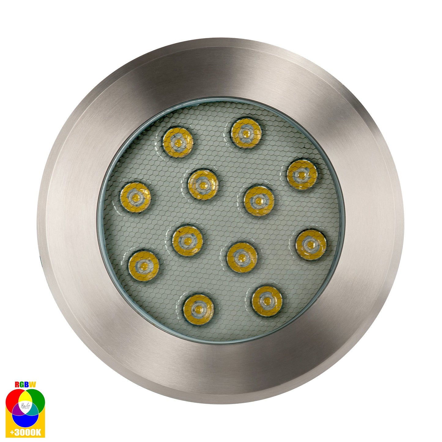 In-Ground Uplighter Round, 210mm Face, 316 Stainless Steel  HV1843rgbw