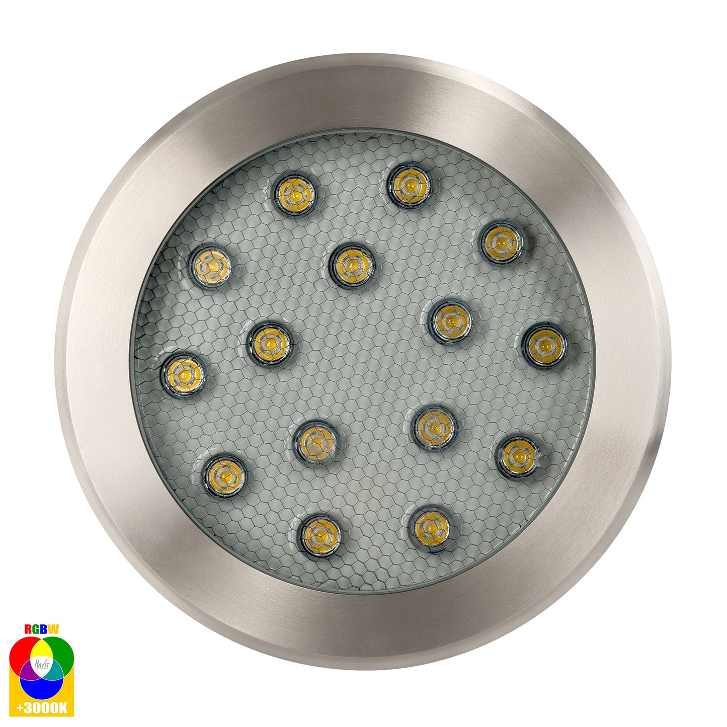 In-Ground Uplighter Round, 260mm Face, 316 Stainless Steel HV1845rgbw
