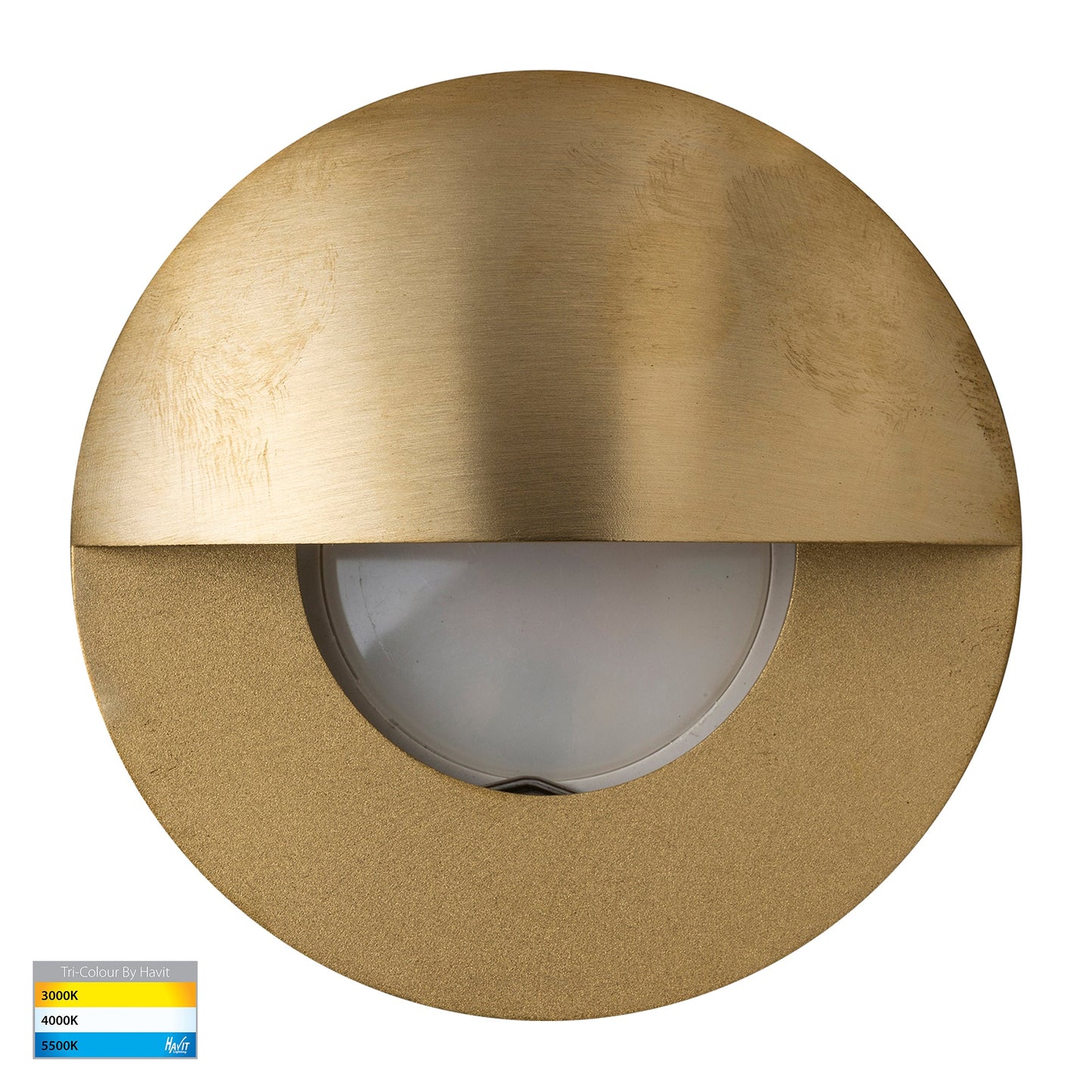 Recessed Round Wall / Step Light with Eyelid Brass Face