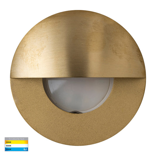 Recessed Round Wall / Step Light with Eyelid Brass Face