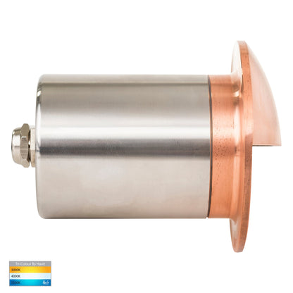 Ollo Copper Tri Colour LED Step Light With Eyelid