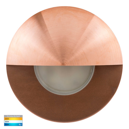 Ollo Copper Tri Colour LED Step Light With Eyelid