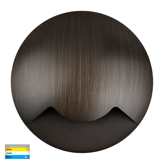 Single In-ground Path / Driveway Light Round 316 Stainless Steel + Antique Brass Face