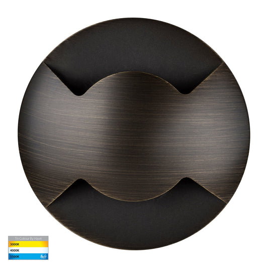 Double In-ground Path /Driveway Light Round - Antique Brass Face