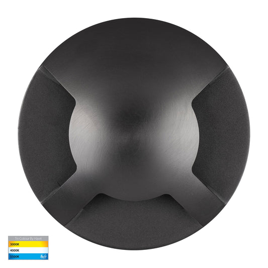 Triple In-ground Path/Driveway Light Round 316 Stainless Steel + Graphite Coloured Face