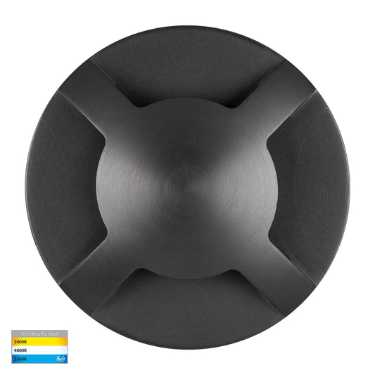 Four Way In-ground Path / Driveway Light Round - Graphite Coloured Face