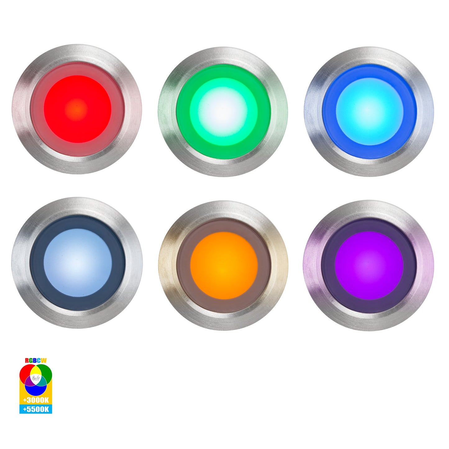 Mini Deck Light set of 6 RGBCW IP67 316 Stainless Steel