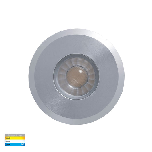 Mini Recessed Deck Light / In-ground Light Silver Aluminium  - Tri Colour