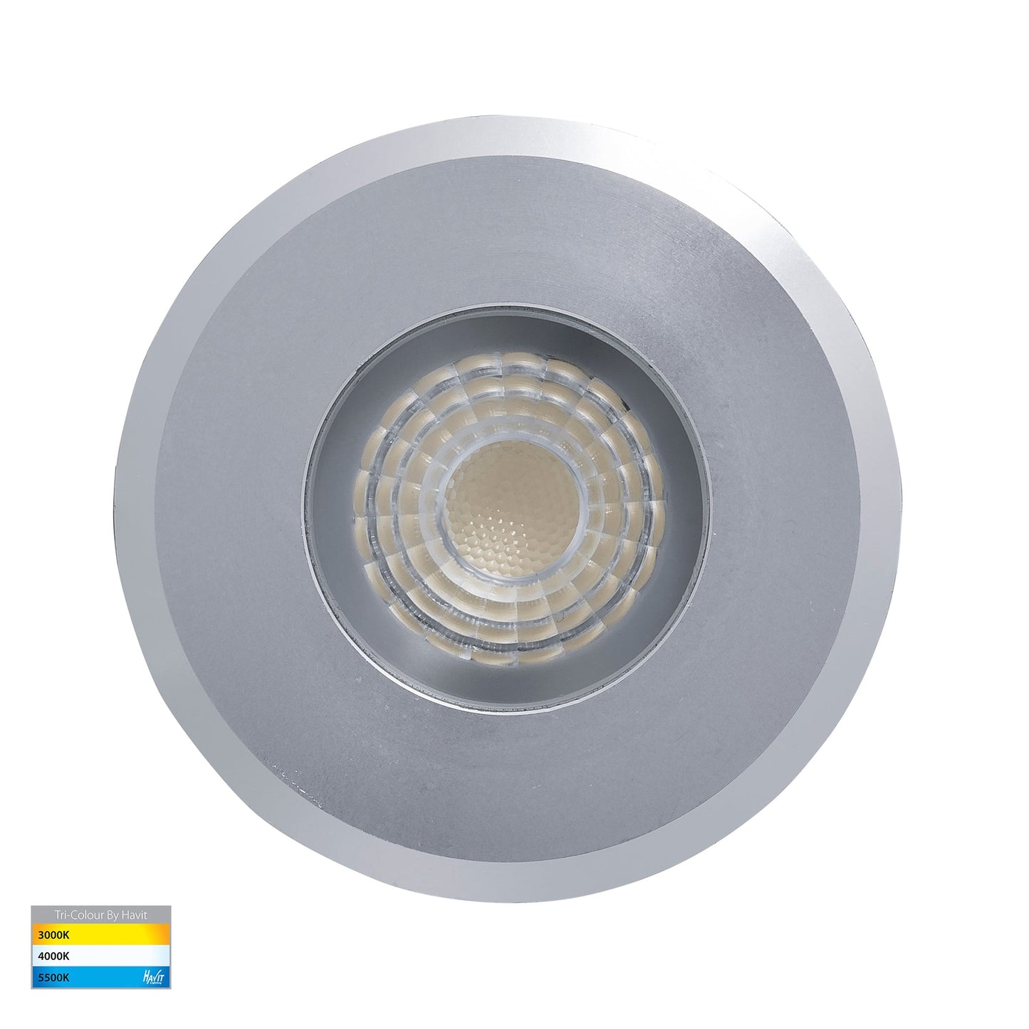 Mini Recessed Deck Light / In-ground Light Silver Aluminium - Tri Colour