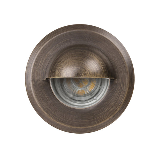 Mini Recessed Step Light with Eyelid Antique Brass - Two Colour