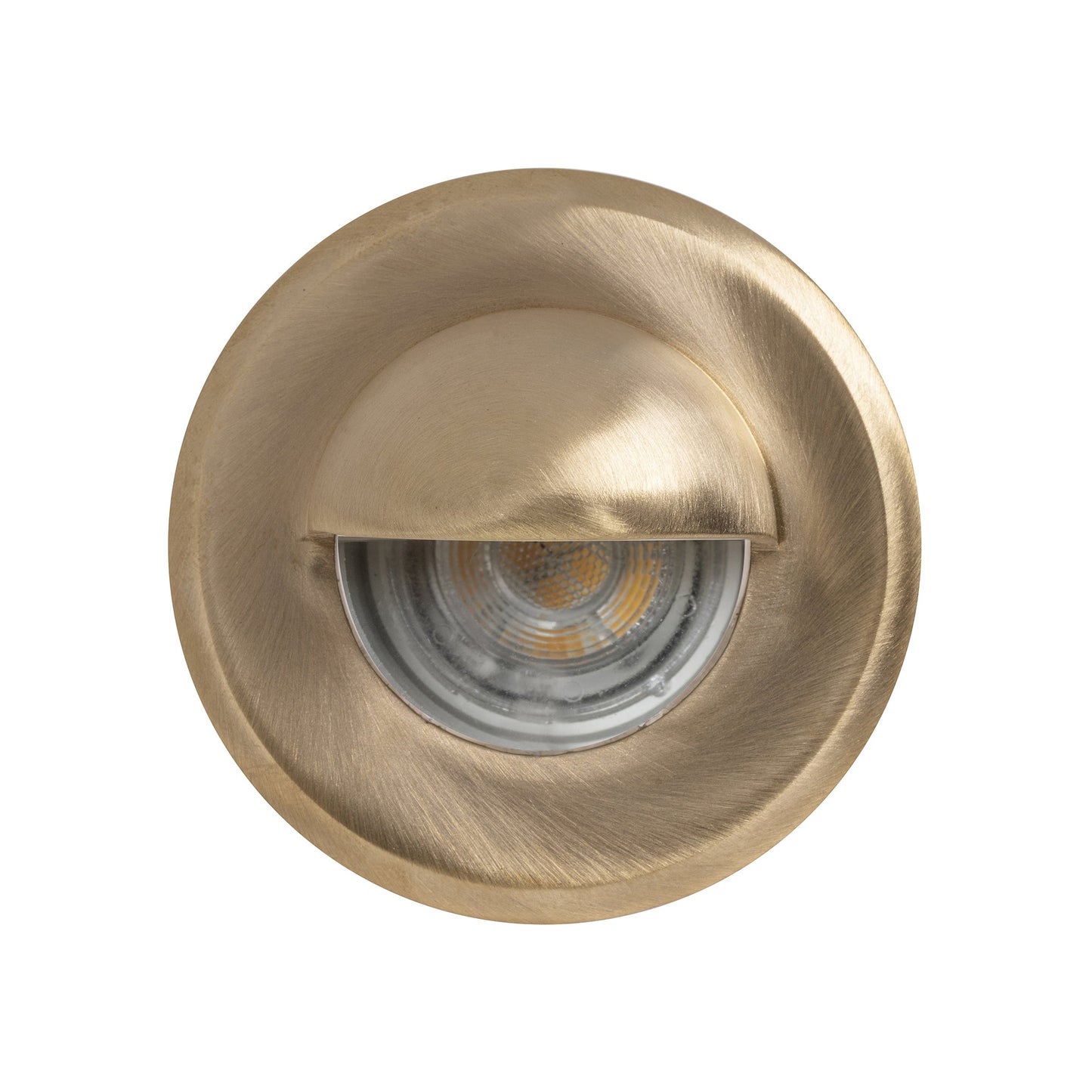 Mini Recessed Step Light with Eyelid Brass