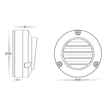 Surface Mounted Step Light With Grill 316 Stainless Steel