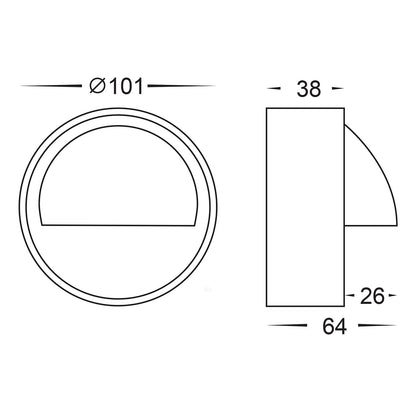 Surface Mounted Step Light With Large Eyelid Copper Face