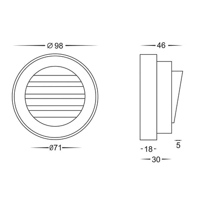 Surface Mounted Step Light With Grill Black