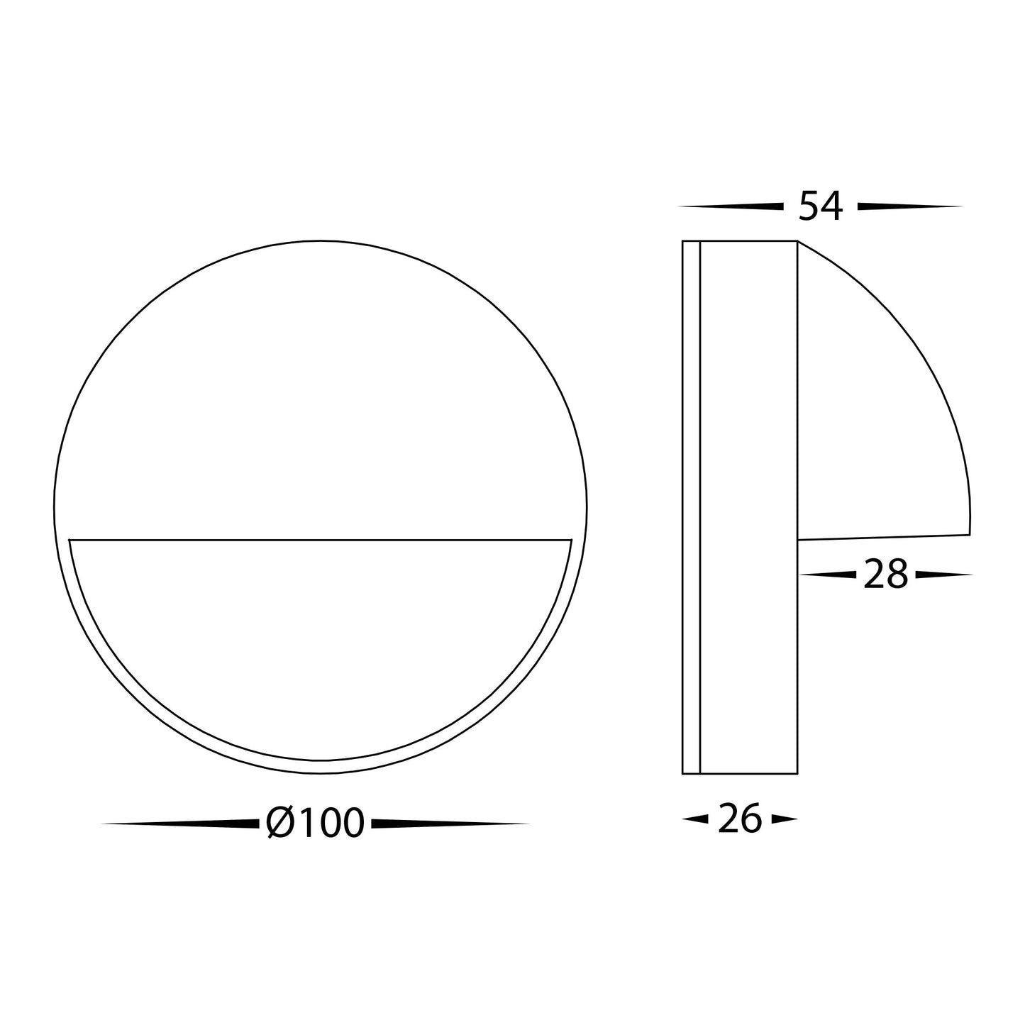 Surface Mounted Step Light with Eyelid Black 