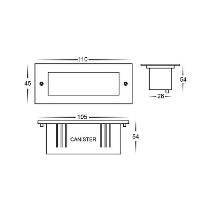 Recessed Brick Light With Plain 316 Stainless Steel Face HV3007t-Ss316-12v