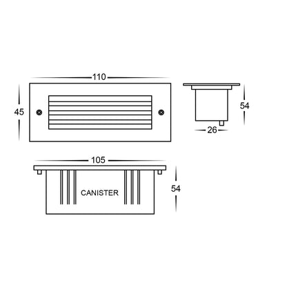 Recessed Brick Light With 316 Stainless Steel Face Grill Cover HV3008t-Ss316-12v
