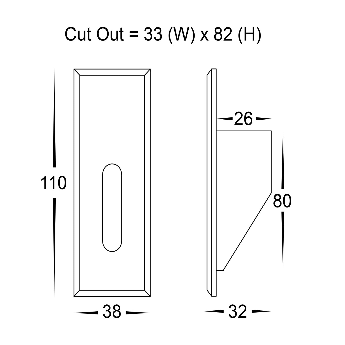 Recessed Small Rectangle Black Step Light 