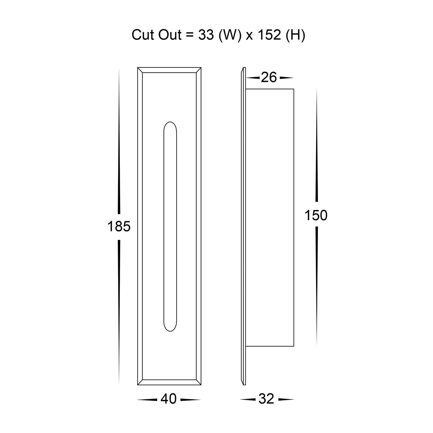 Recessed Large Rectangle Black Step Light 