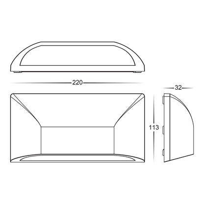 Rectangular White Surface Mounted Pc Step Light HV3225t-Wht