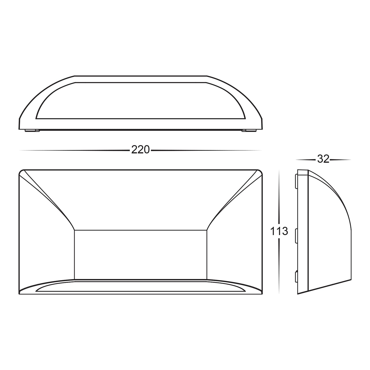 Rectangular White Surface Mounted Pc Step Light  HV3225t-Wht