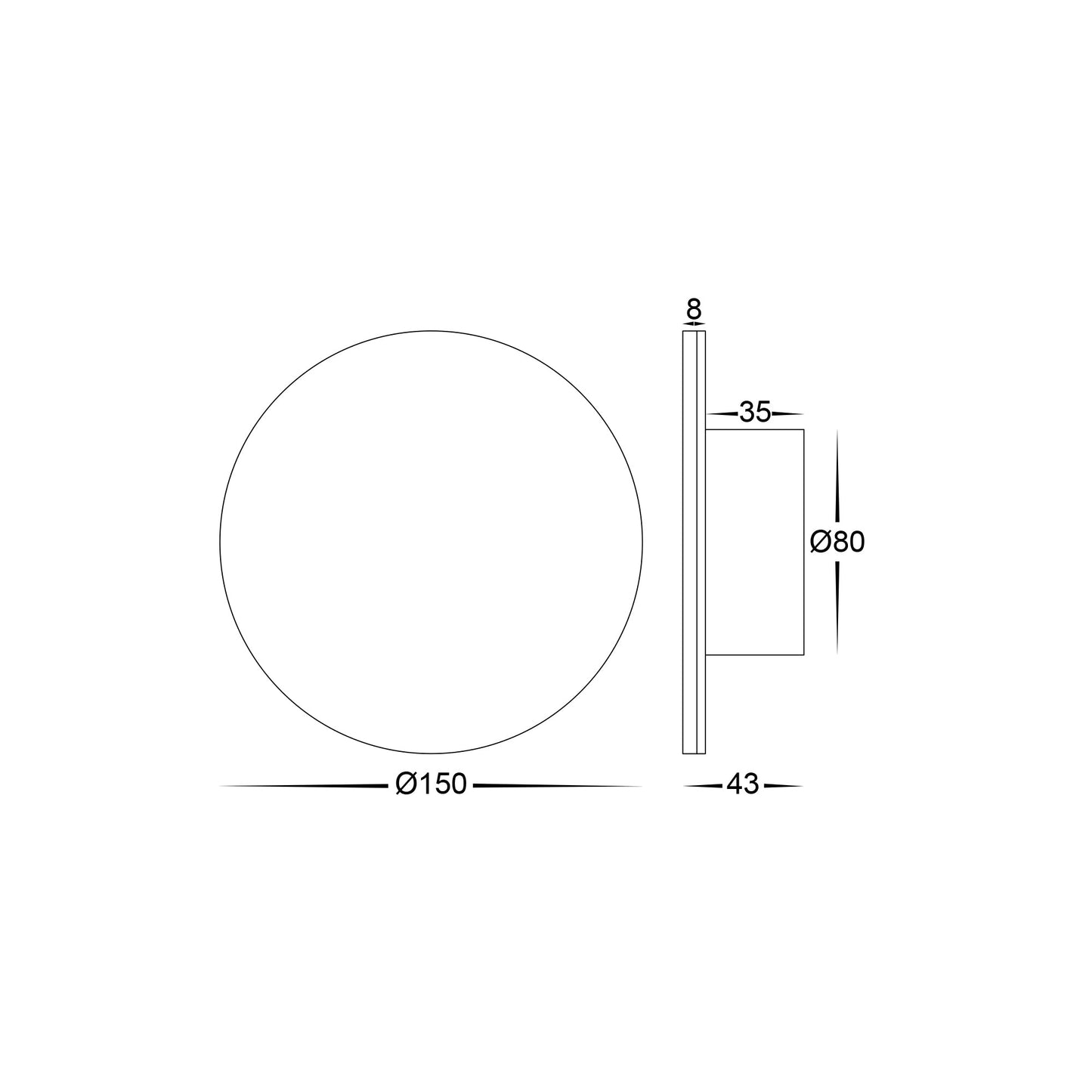 White 150mm Surface Mounted Round Disc Wall Light 
