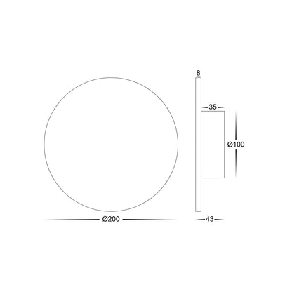 Black 200mm Surface Mounted Round Disc Wall Light