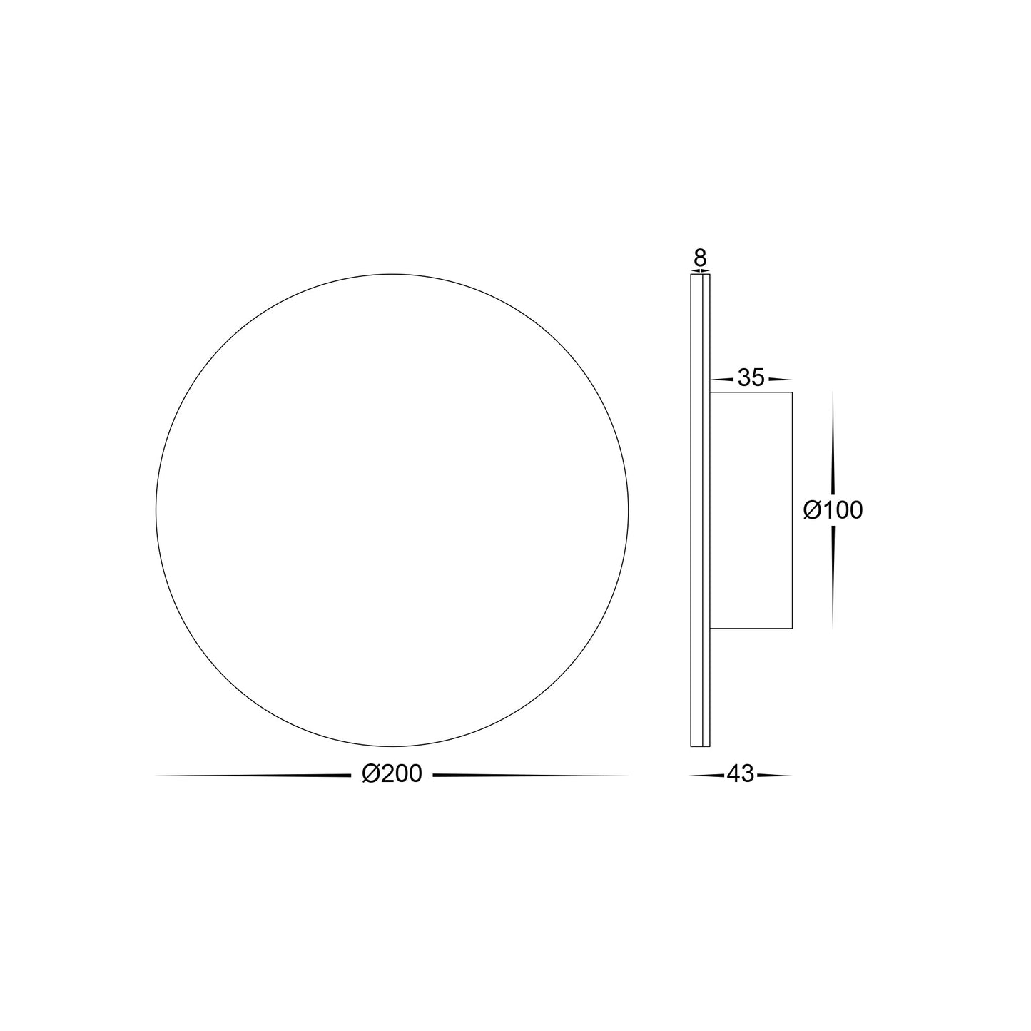 White 200mm Surface Mounted Round Disc Wall Light 