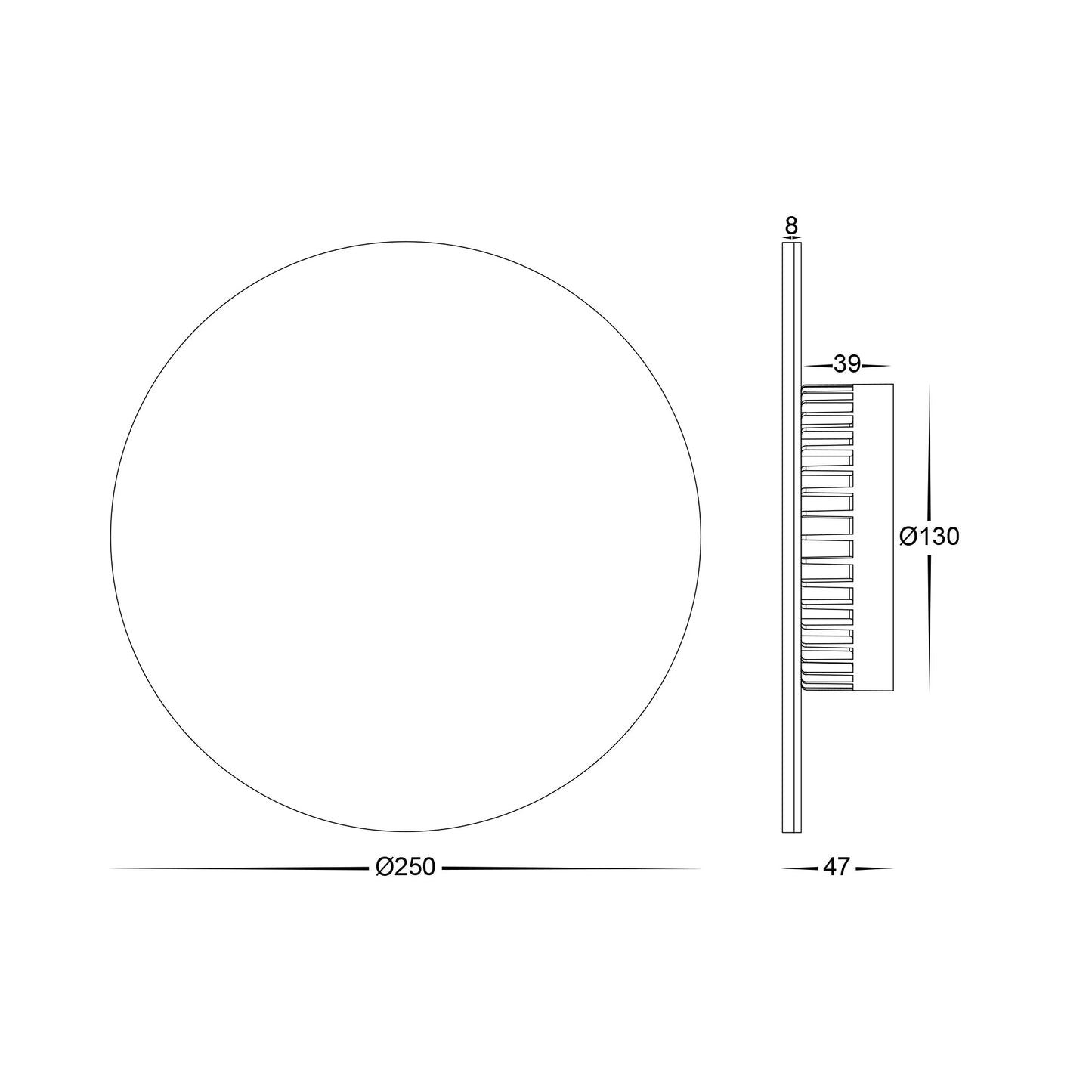 White 250mm Surface Mounted Round Disc Wall Light 