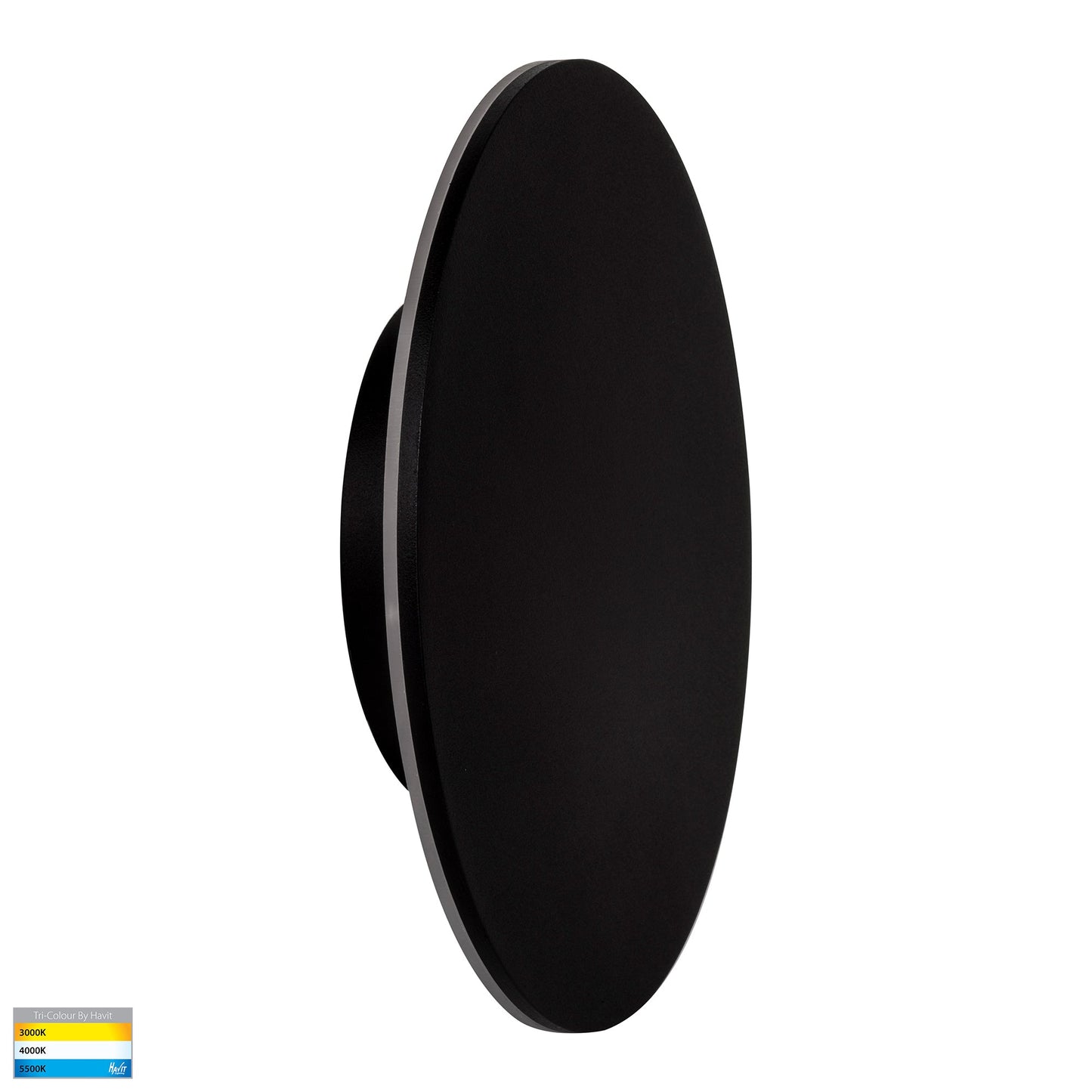 Black 300mm Surface Mounted Round Disc Wall Light