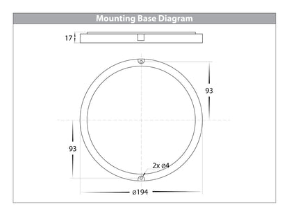 200mm Round Poly Powder Coated Black Oyster Light
