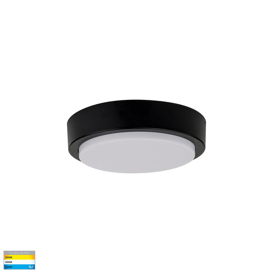 200mm Round Poly Powder Coated Black Oyster Light
