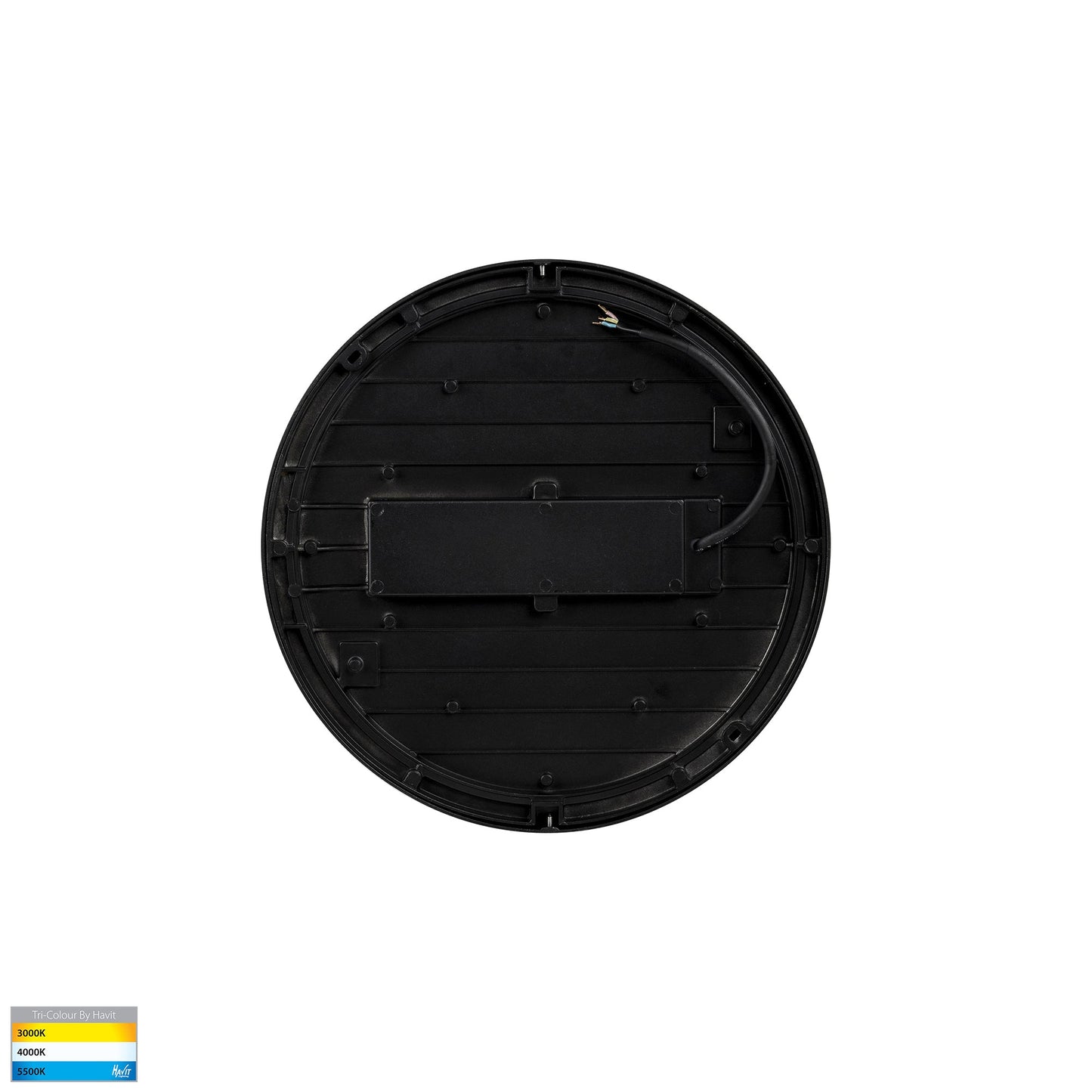200mm Round Poly Powder Coated Black Oyster Light