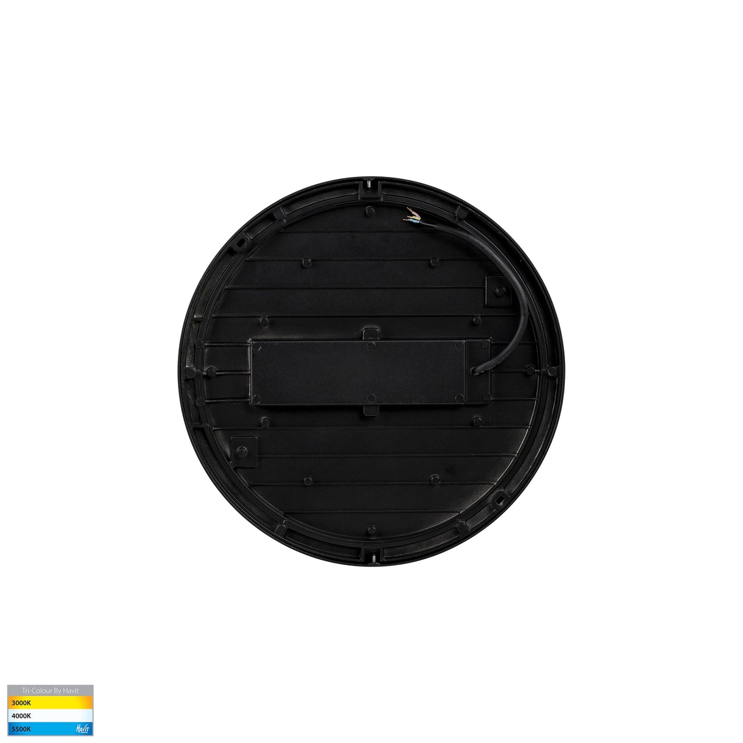200mm Round Poly Powder Coated Black Oyster Light 