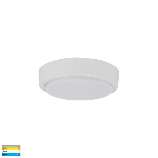200mm Round Poly Powder Coated White Oyster Light 