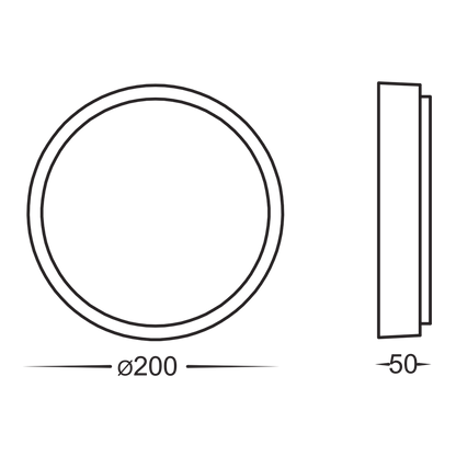 200mm Round Poly Powder Coated Black Oyster Light