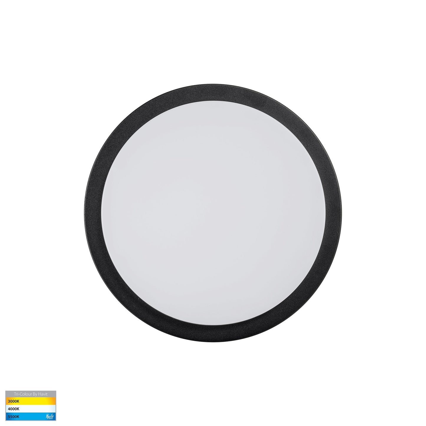 280mm Round Poly Powder Coated Black Oyster Light