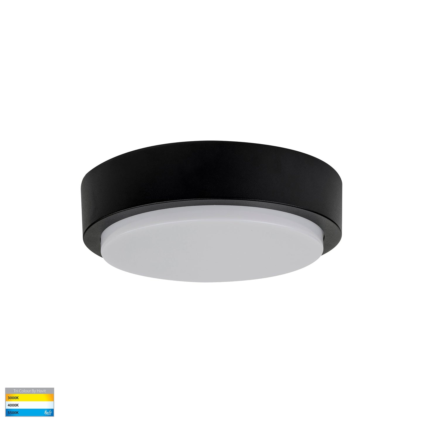 280mm Round Poly Powder Coated Black Oyster Light