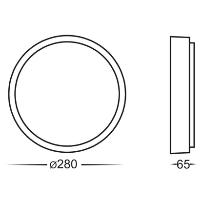 280mm Round Poly Powder Coated White Oyster Light