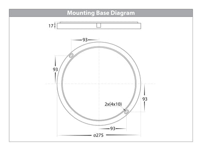 280mm Round Poly Powder Coated White Oyster Light