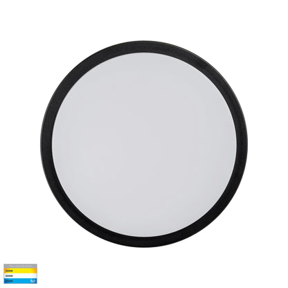 370mm Round Poly Powder Coated Black Oyster Light