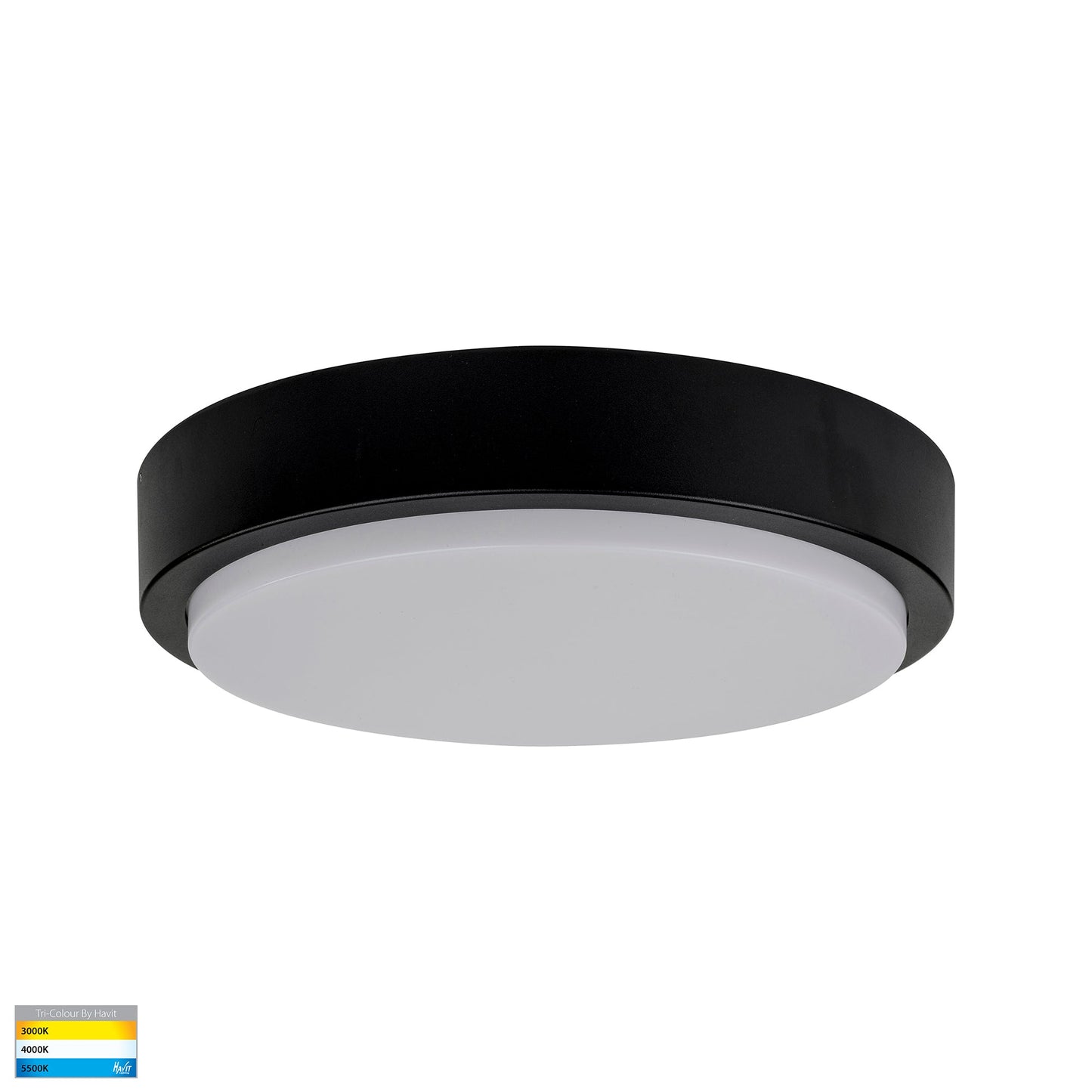 370mm Round Poly Powder Coated Black Oyster Light