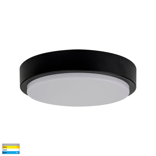 370mm Round Poly Powder Coated Black Oyster Light