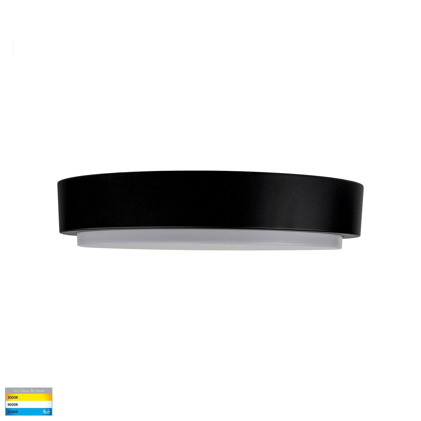 370mm Round Poly Powder Coated Black Oyster Light