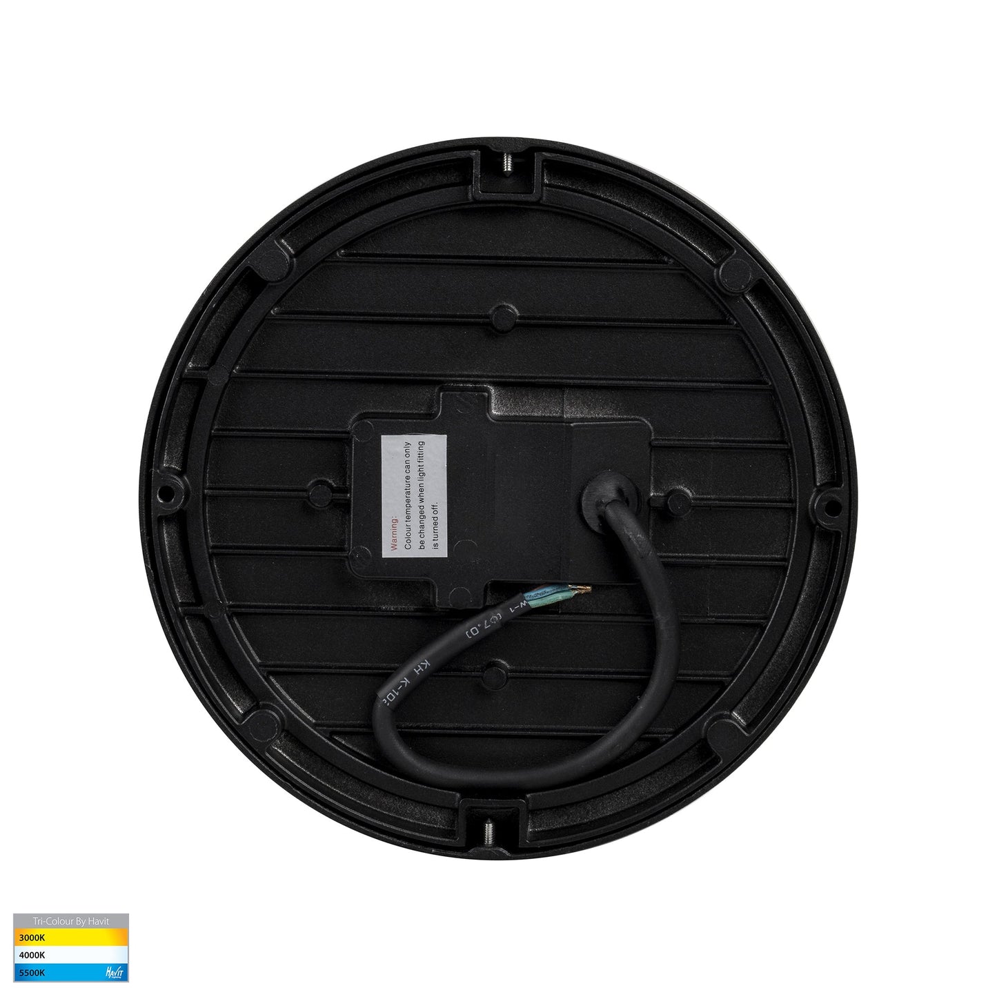 370mm Round Poly Powder Coated Black Oyster Light